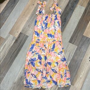 Colorful Leaf Print maxi Dress
